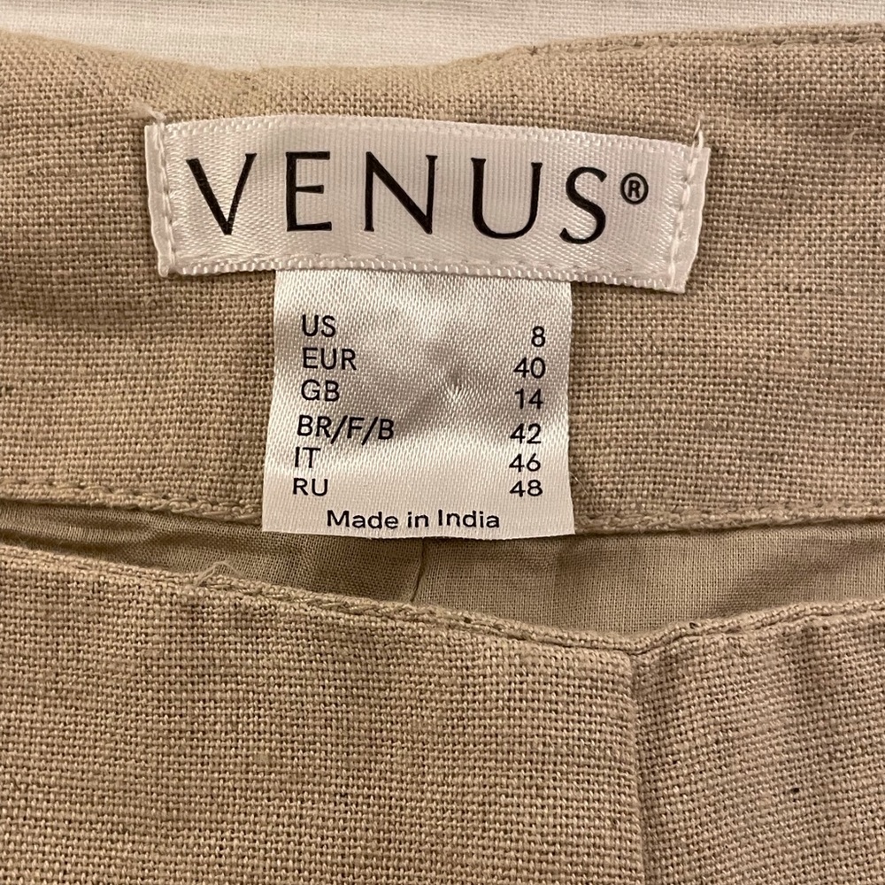 Venus Pants Beaded Linen Blend Bohemian Tan Size 8 - Picture 14 of 16